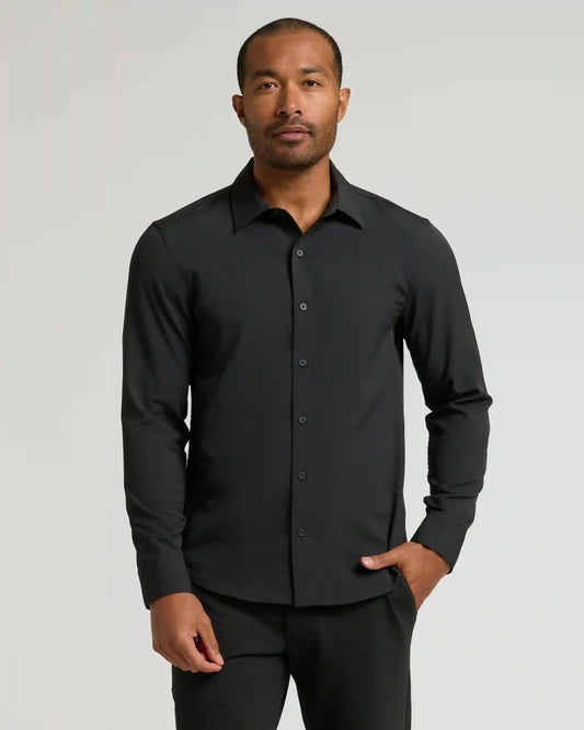Black Performance Long Sleeve Dress Shirt